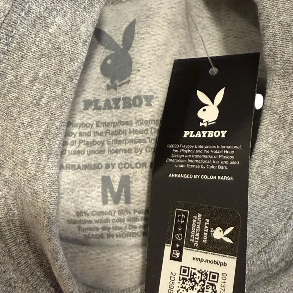 PLAYBOY x Color Bars Heather Gray Crewneck Sweatshirt Size Medium